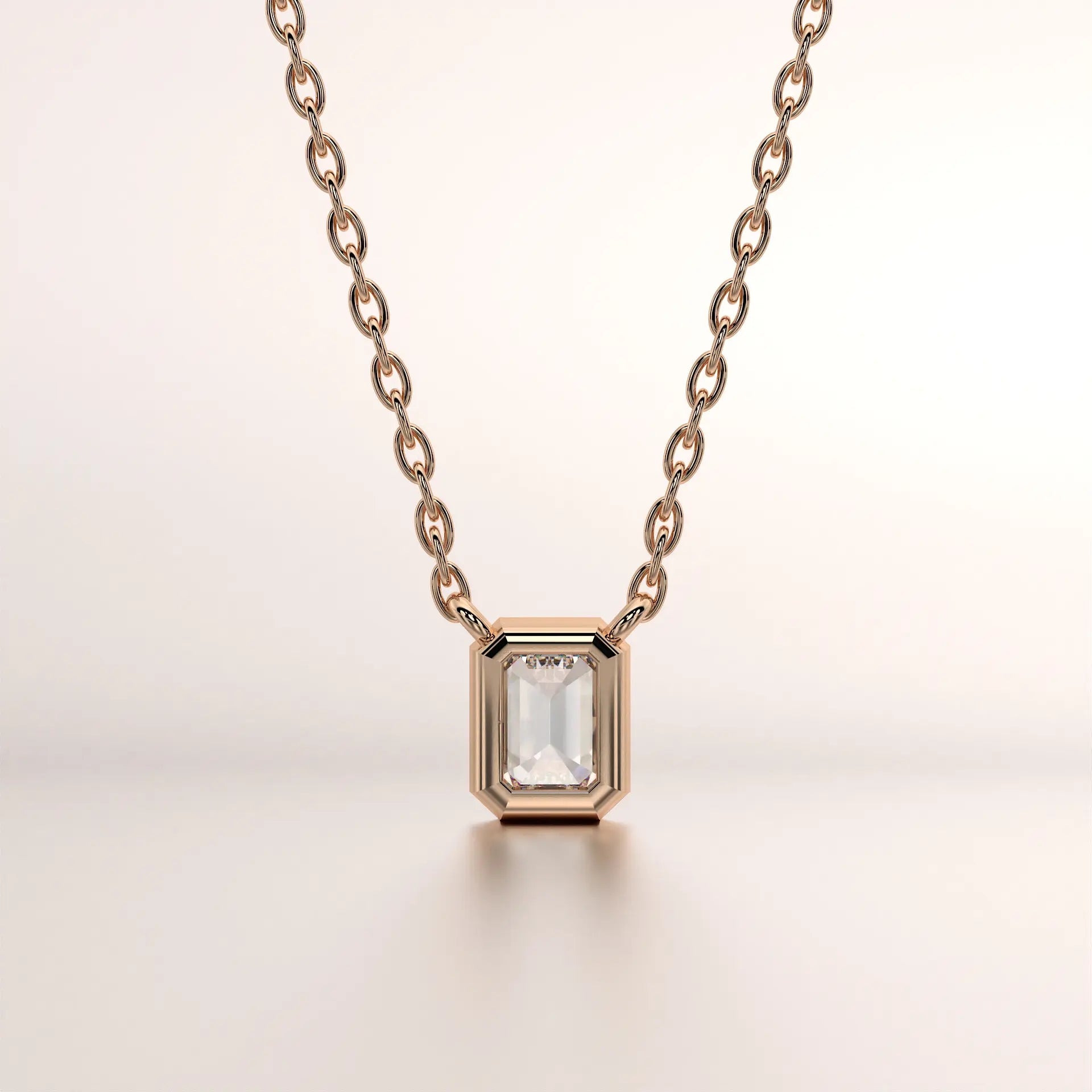 pendant emerald diamond rose gold base front