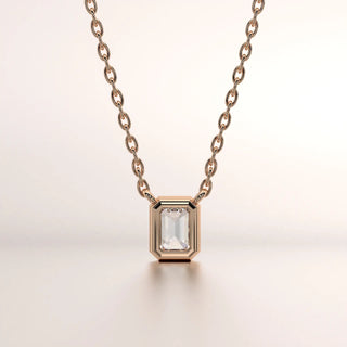 pendant emerald diamond rose gold base front