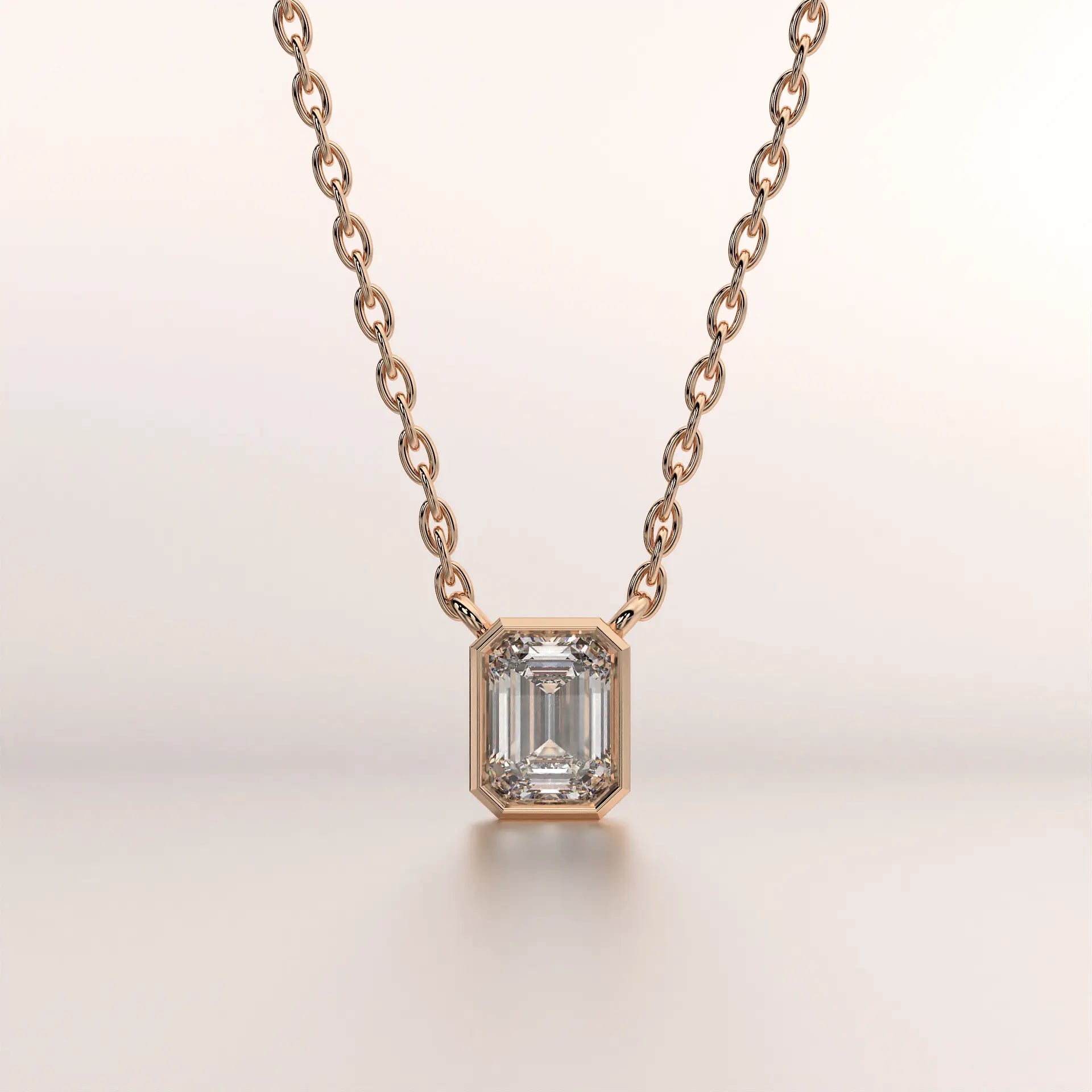 pendant emerald diamond rose gold base front