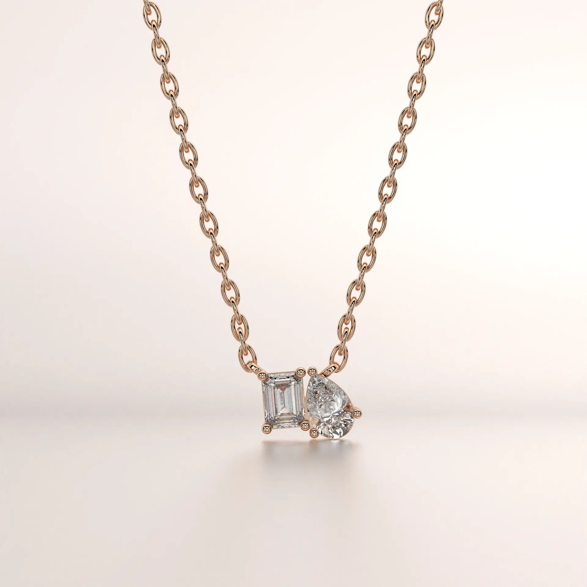pendant emerald pear diamond rose gold