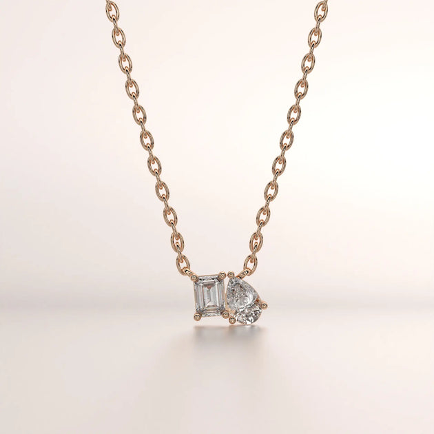 pendant emerald pear diamond rose gold