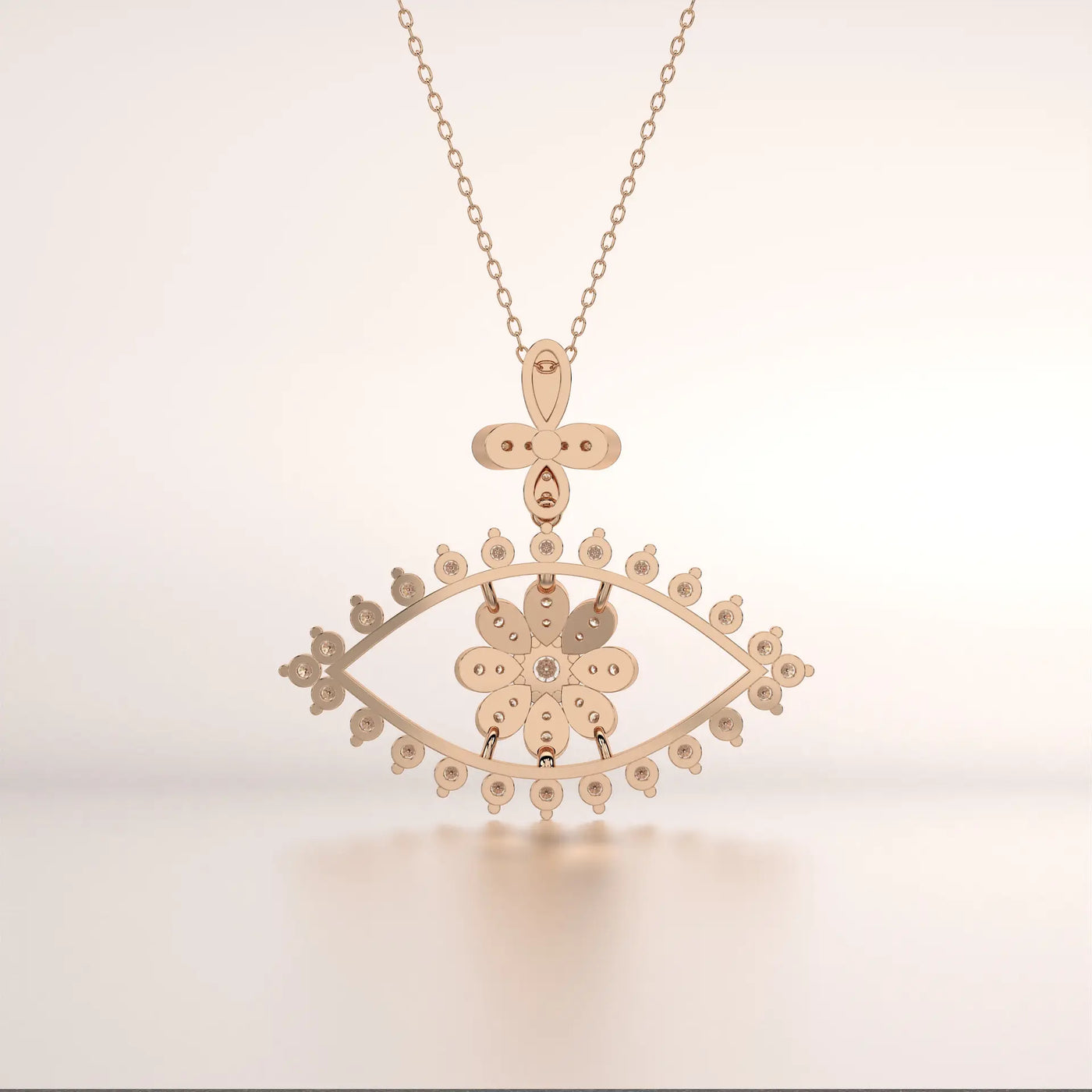 pendant eye diamond rose gold base front