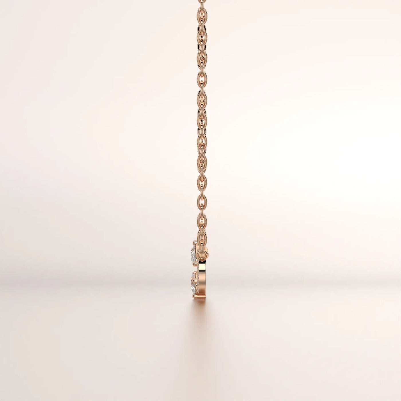pendant flower diamond rose gold 14k side profile