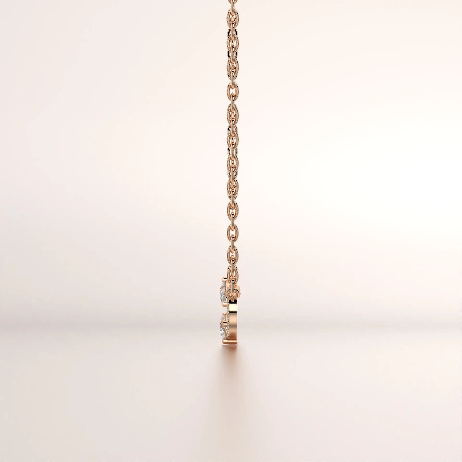pendant flower diamond rose gold 14k side profile