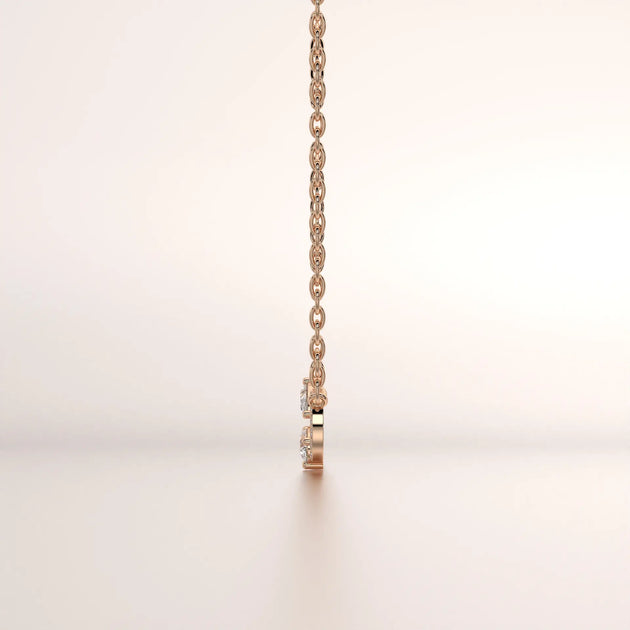 pendant flower diamond rose gold 14k side profile