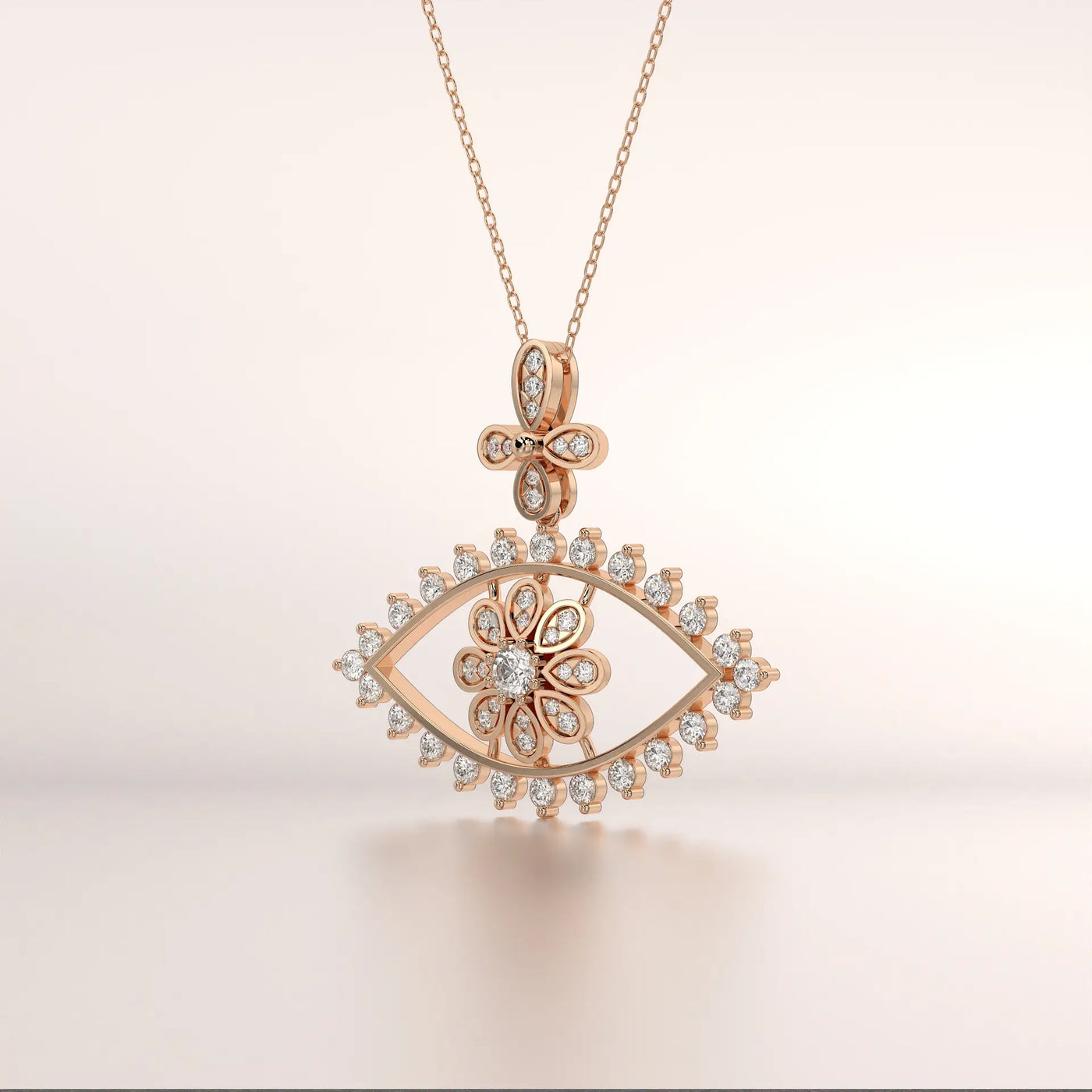 pendant flower diamond rose gold 18k front