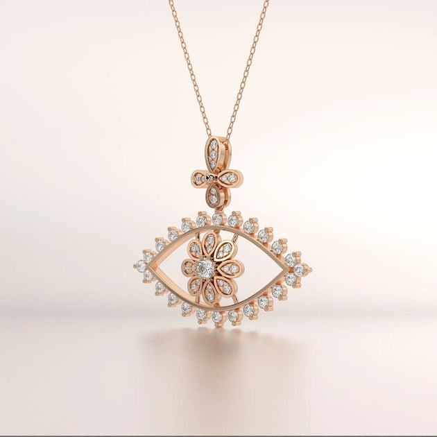 pendant flower diamond rose gold 18k front