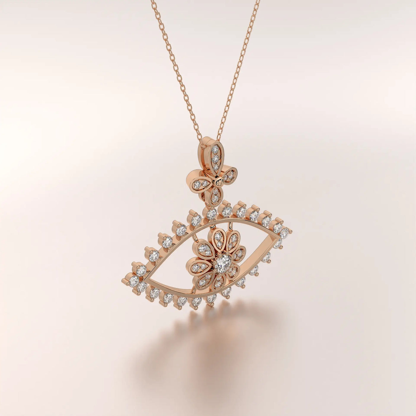 pendant flower diamond rose gold base classic