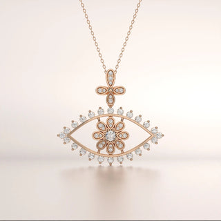pendant flower diamond rose gold base front