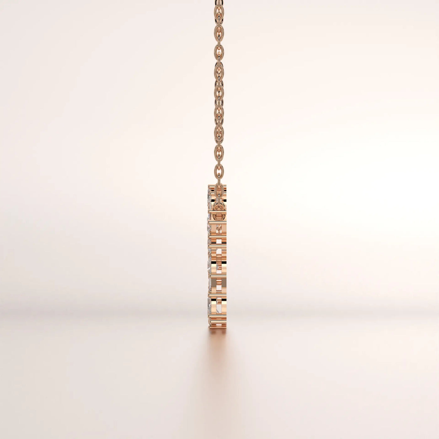 pendant geometric diamond rose gold 14k side profile