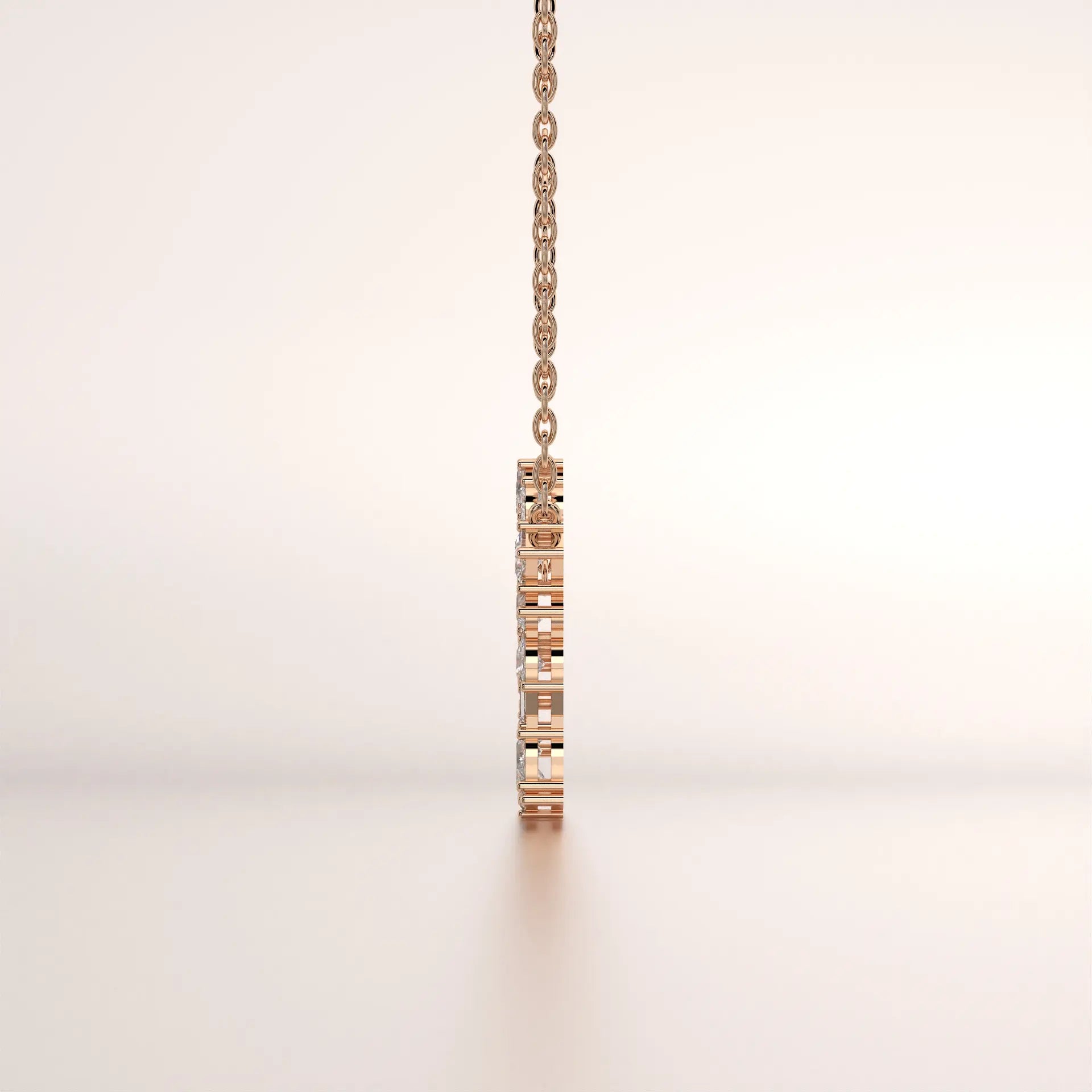 pendant geometric diamond rose gold 14k side profile
