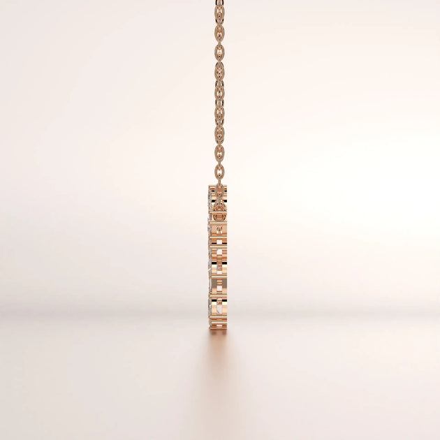 pendant geometric diamond rose gold 14k side profile