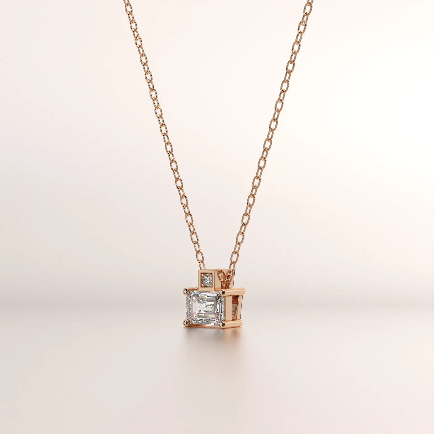 pendant geometric diamond rose gold 18k front