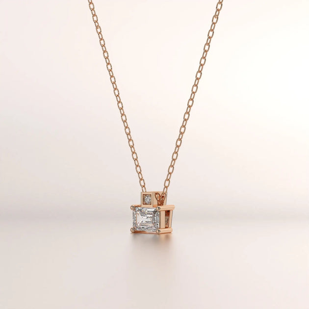 pendant geometric diamond rose gold 18k front
