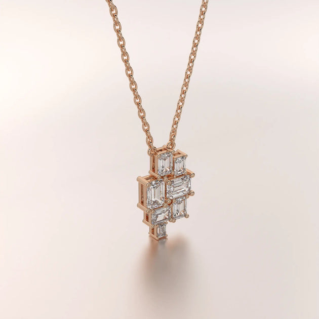 pendant geometric diamond rose gold 18k front