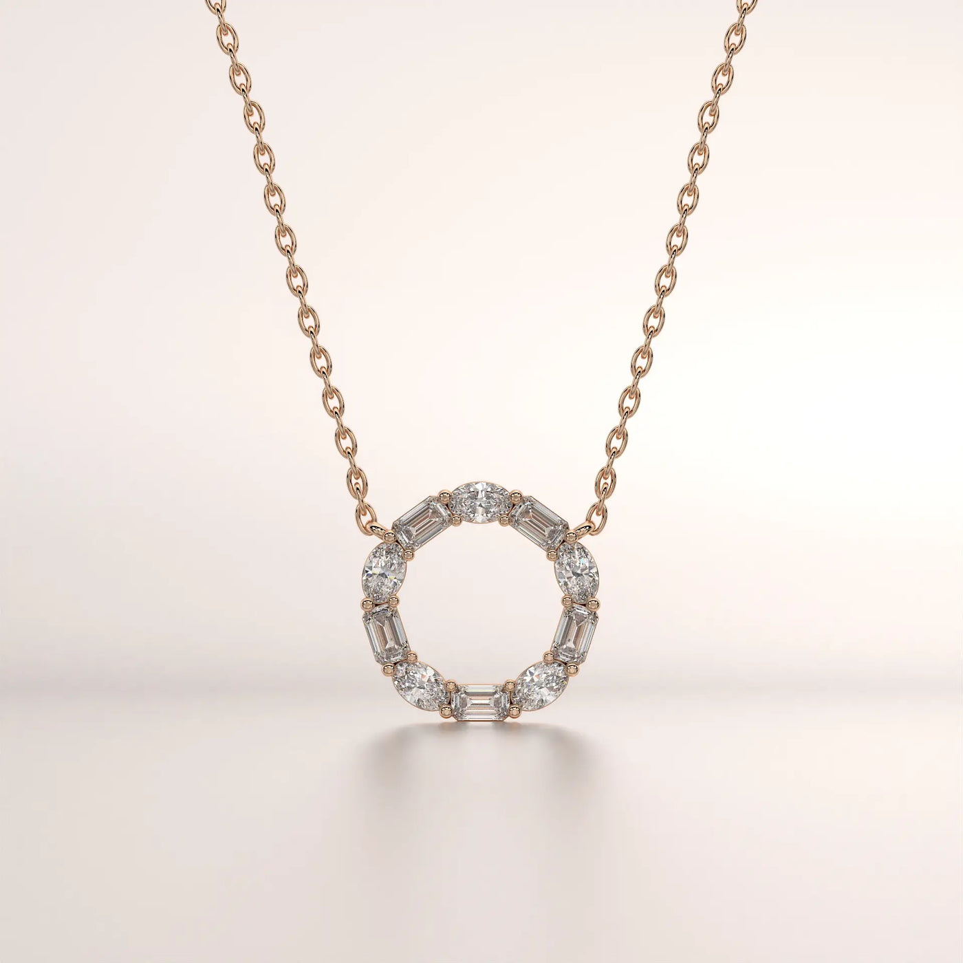 pendant geometric diamond rose gold 18k front