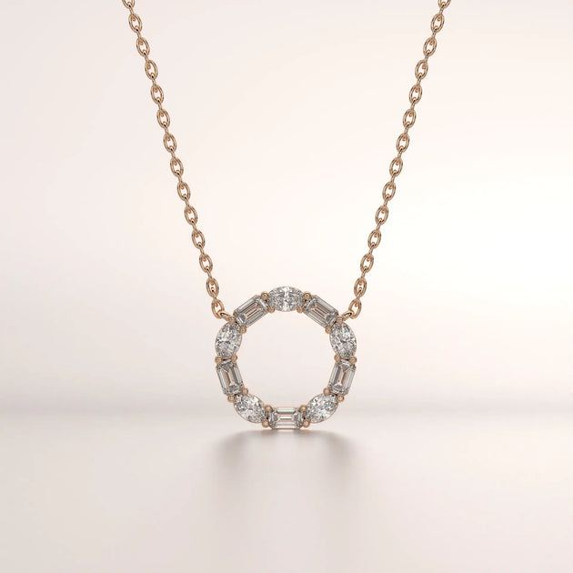 pendant geometric diamond rose gold 18k front