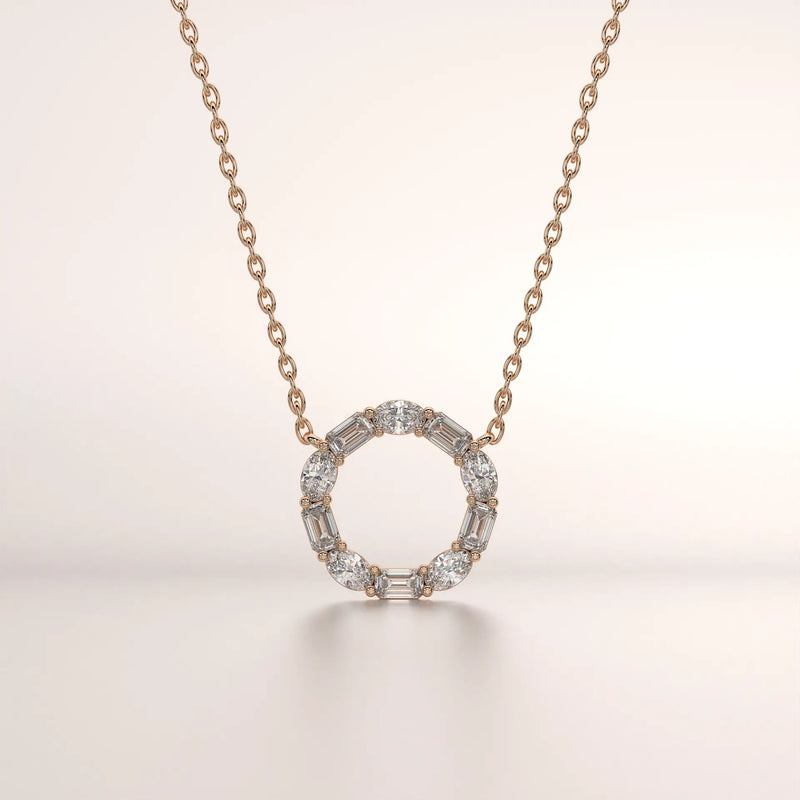 pendant geometric diamond rose gold 18k front