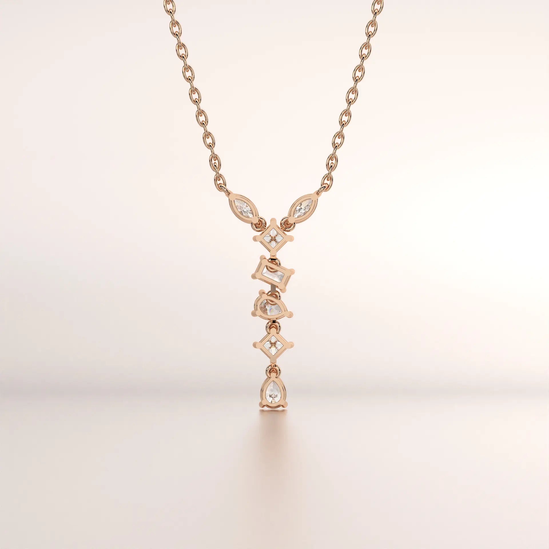 pendant geometric diamond rose gold base front