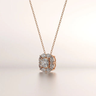 pendant halo diamond rose gold 14k front