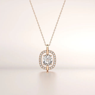 pendant halo diamond rose gold 14k front