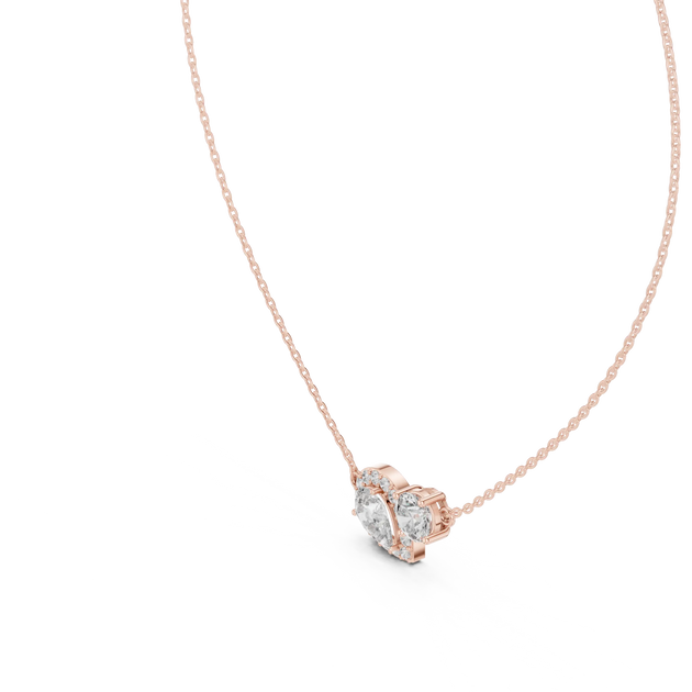 Driona Jewels Two Stone Halo Diamond Pendant in 14K Rose Gold