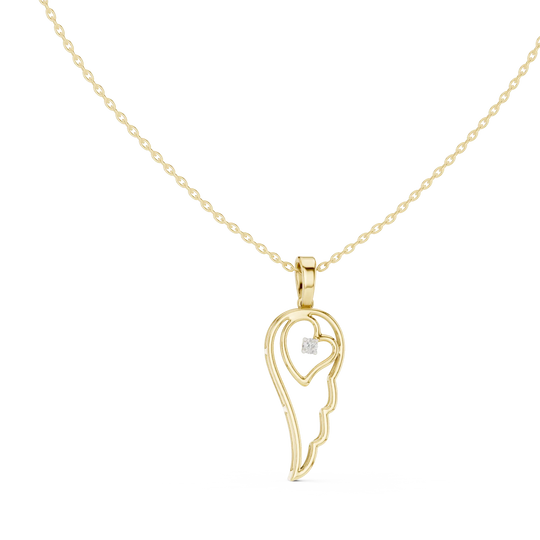 Front-View: Heart Diamond Pendant with Bezel Setting in 14k Yellow Gold - Lab Grown - Driona Jewels