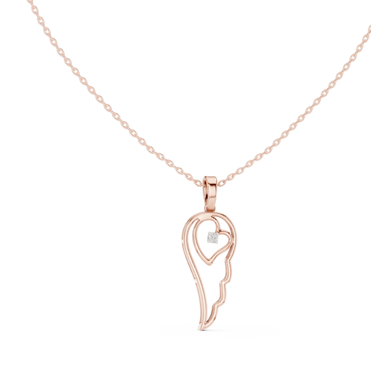 Front-View: Heart Diamond Pendant with Pave Setting in 14k Rose Gold - Lab Grown - Driona Jewels