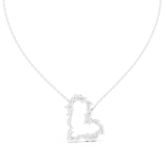 Driona Jewels Heart Pendant Necklace – 14K Gold Baguette Moissanite