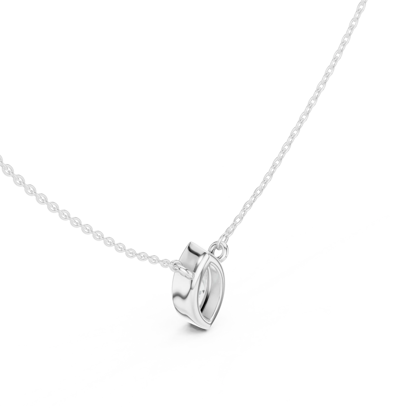 Front-View: Heart Diamond Pendant with Prong Setting in 925 Silver - Lab Grown - Driona Jewels