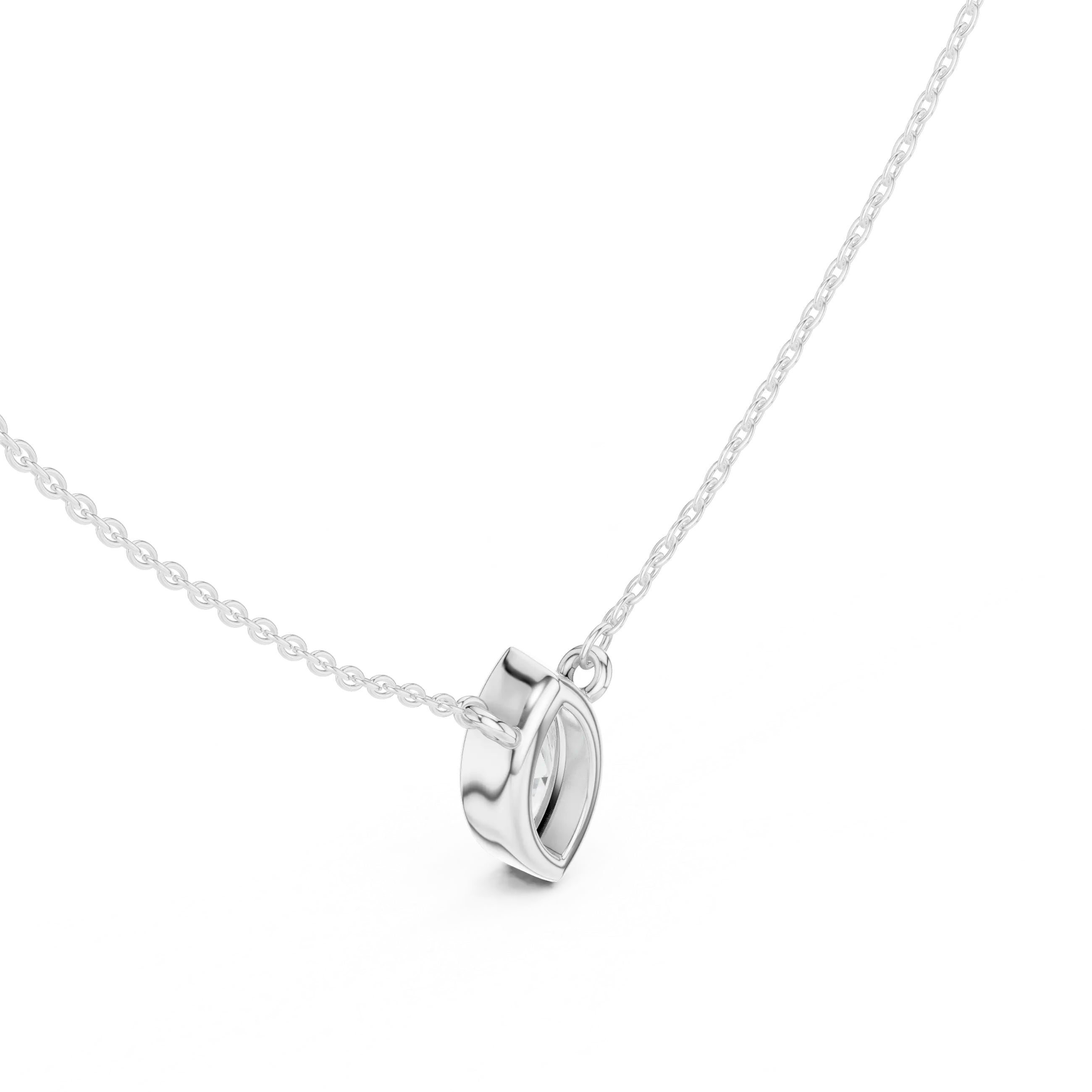 Front-View: Heart Diamond Pendant with Prong Setting in 925 Silver - Lab Grown - Driona Jewels