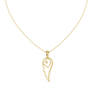 Front-View: Heart Diamond Pendant with Prong Setting in 14k Yellow Gold - Lab Grown - Driona Jewels