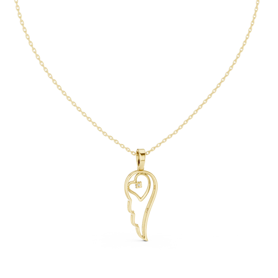 Front-View: Heart Diamond Pendant with Prong Setting in 14k Yellow Gold - Lab Grown - Driona Jewels