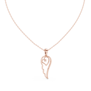 Front-View: Heart Diamond Pendant with Solitaire Setting in 14k Rose Gold - Lab Grown - Driona Jewels