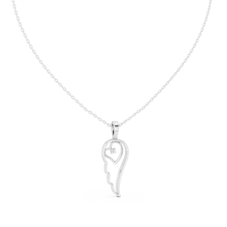 Front-View: Heart Diamond Pendant with Solitaire Setting in 14k White Gold - Lab Grown - Driona Jewels