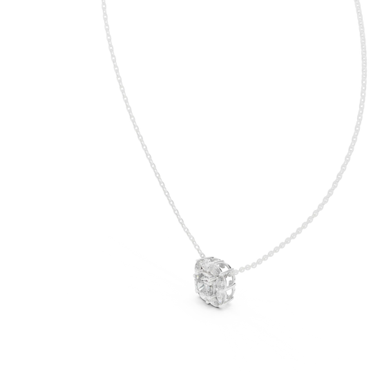 Front-view: Heart Diamond Pendant with Solitaire Setting in 14k White Gold - Lab Grown - Driona Jewels