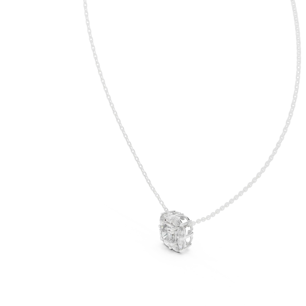 Front-view: Heart Diamond Pendant with Solitaire Setting in 14k White Gold - Lab Grown - Driona Jewels
