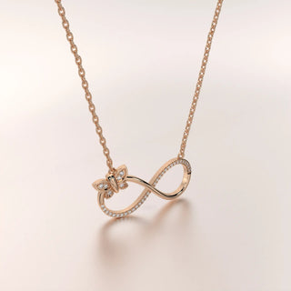 pendant infinity butterfly diamond rose gold 18k front