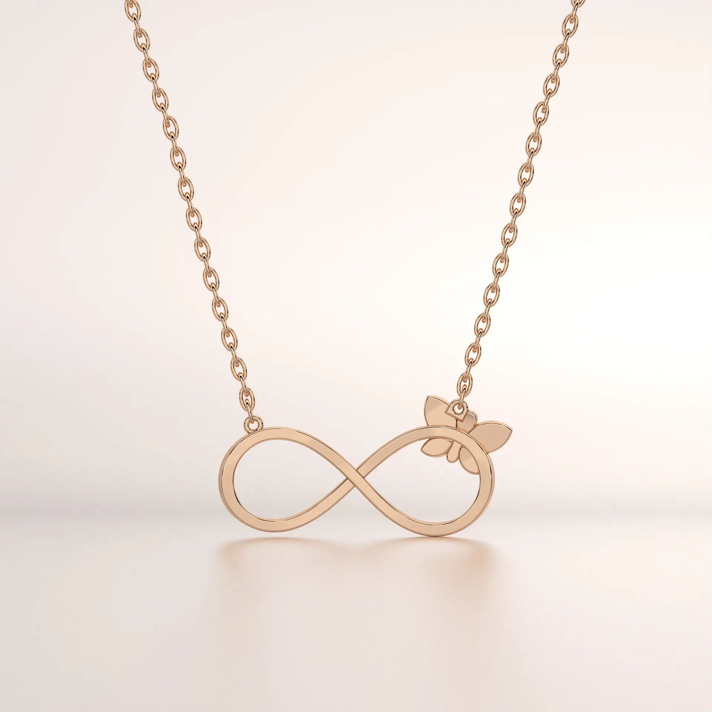 pendant infinity butterfly rose gold base front