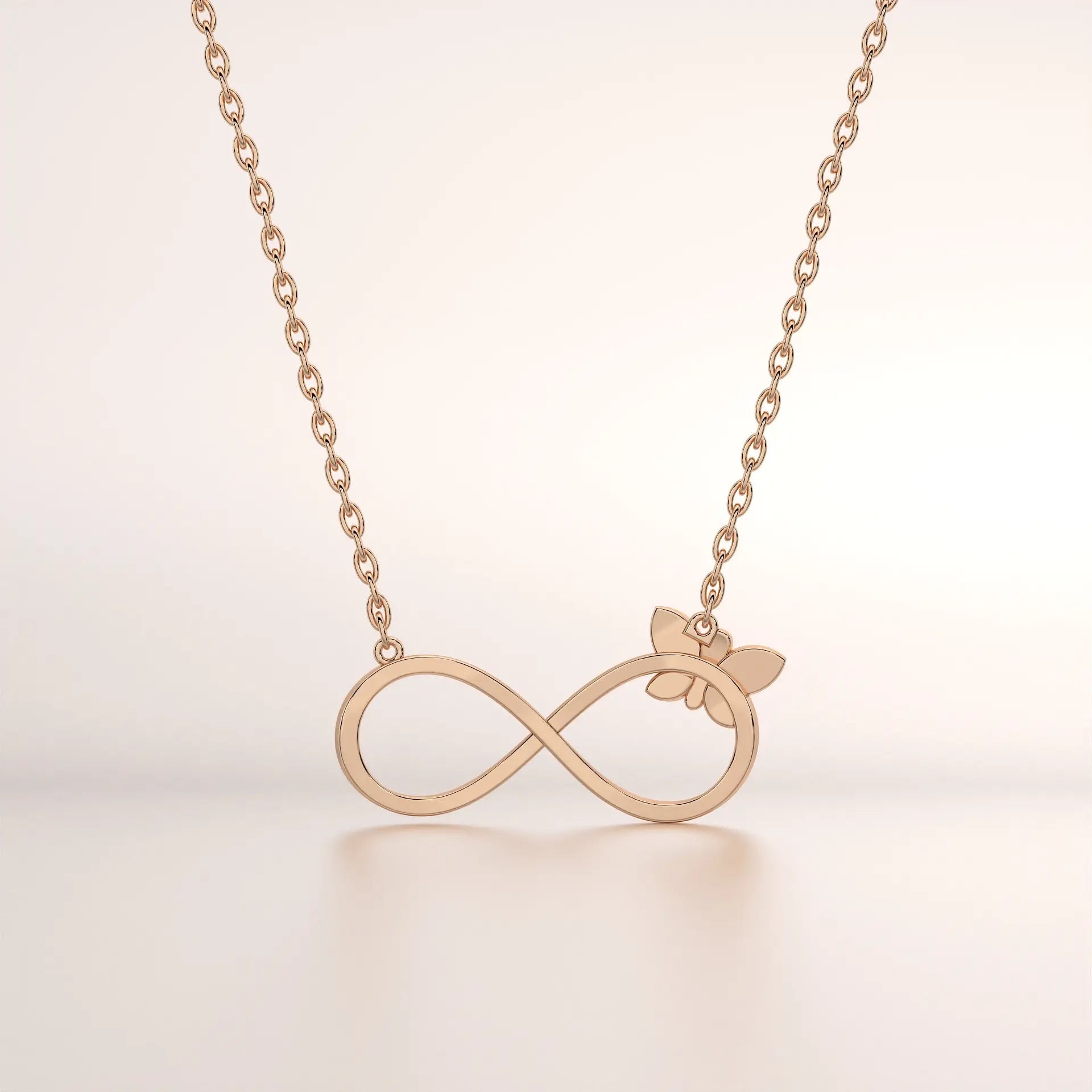 pendant infinity butterfly rose gold base front