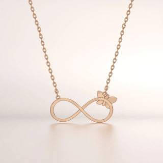 pendant infinity butterfly rose gold base front