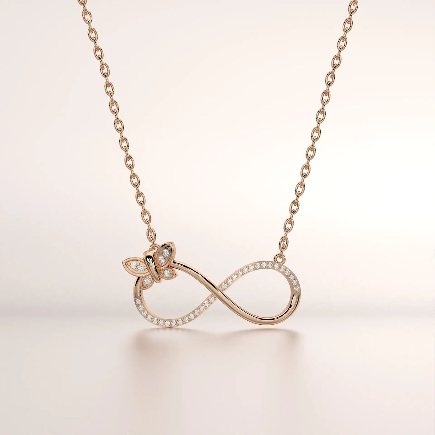 pendant infinity diamond rose gold 14k front