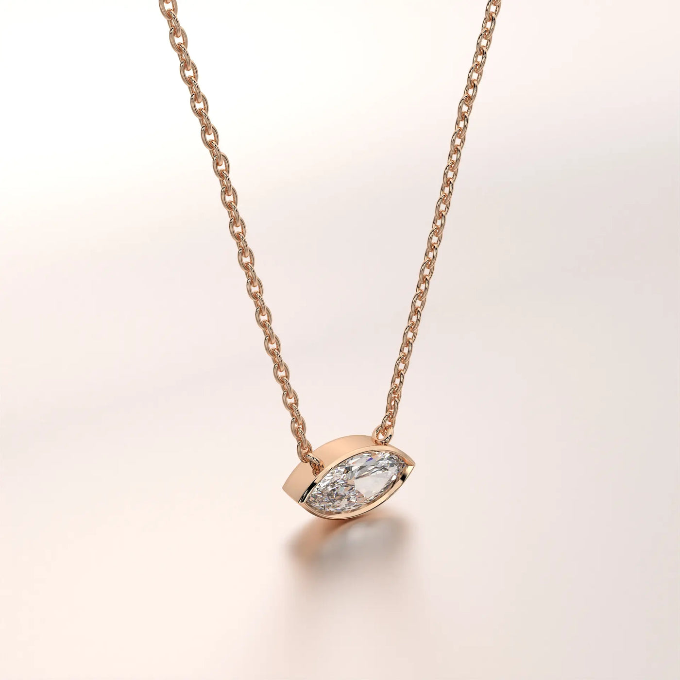 pendant marquise diamond rose gold 14k front