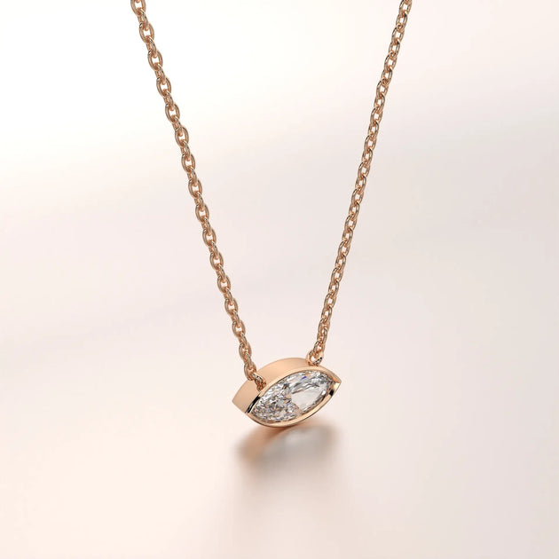 pendant marquise diamond rose gold 14k front