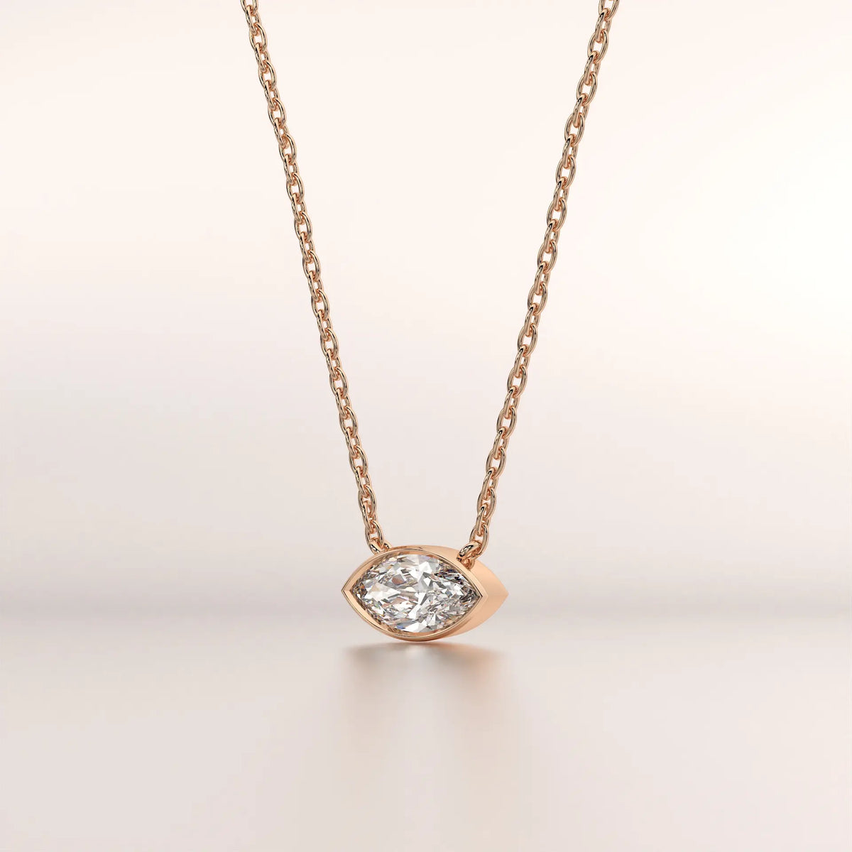 pendant marquise diamond rose gold 14k front