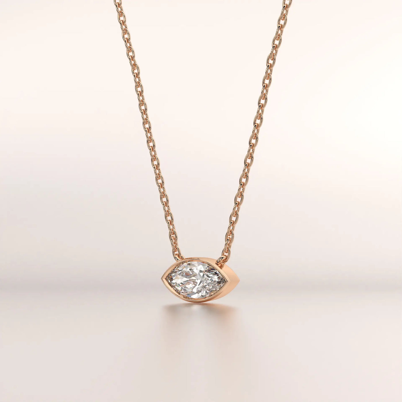 pendant marquise diamond rose gold 14k front