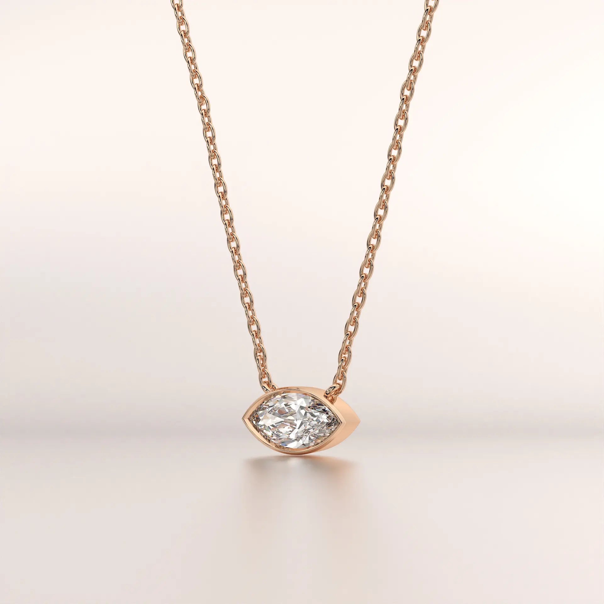 pendant marquise diamond rose gold 14k front