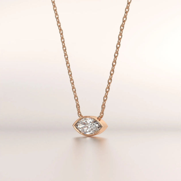 pendant marquise diamond rose gold 14k front