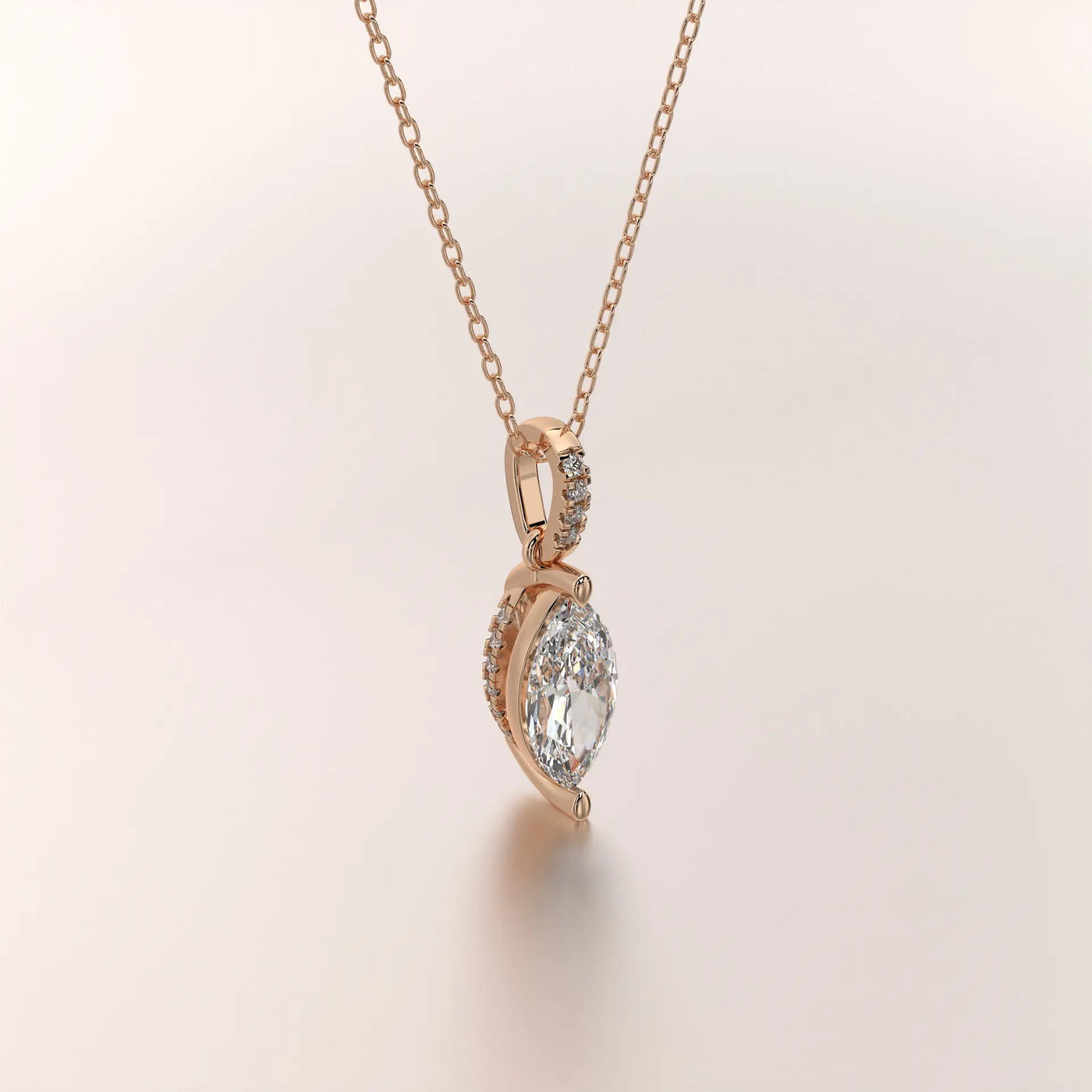 pendant marquise diamond rose gold 14k side