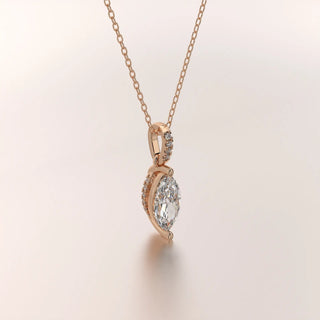 pendant marquise diamond rose gold 14k side